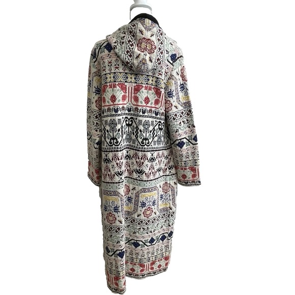 Anthropologie Aldo Martins Sweater Coat womens Fair Isle Long Knit Hoodie Duster - Picture 3 of 14